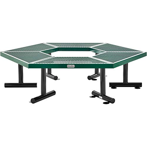 Global Industrial Hexagon Outdoor Tree Bench Expanded Metal 73" L x 63" W x 18" H Green