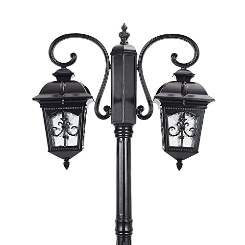 Lights Outdoor European Outdoor Retro Street Light Patio Residential Area High Pole Light Waterproof Floor Lamp Vintage Victoria Glass Lantern Lawn Garden Street Light Villa E27 Decoration Post Lamp S