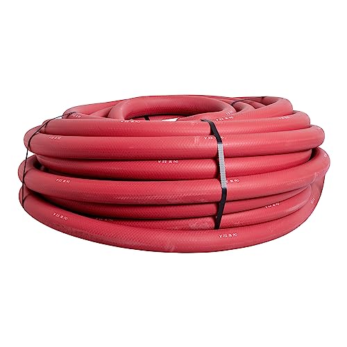 Underhill UltraMax Commercial Garden Water Hose 100 ft, Rubber, Flexible, Anti-Kink, 200 psi WP, 800 psi BP, H10-100, 1 Inch x 100 ft NPSH, Red
