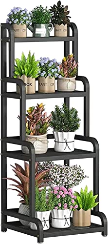 ZOCWJK Indoor Plant Stand Plant Stands Outdoor Tall Large Heavy Duty 4 Tier Metal Flower Pot Holder Display Shelf Storage Organizer Rack for Garden Balcony Patio Yard Black,A-80x40x102cm