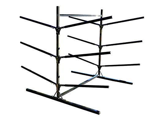Krypt Towers Freestanding Kayak Storage Rack Holds 6 Kayaks Up to 20 Feet, Adjustable Arm Height