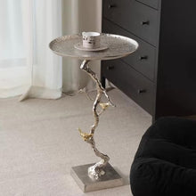 ENGENDER Couch Side Table Home Silver Vine Sofa Side Table Porch Storage Flower Stand Narrow End