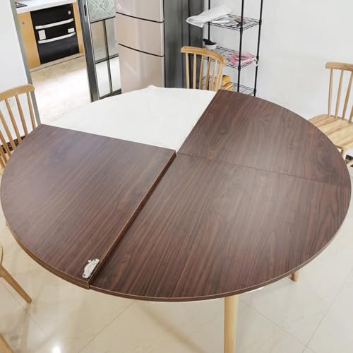 ZDJZMGZ Large 4-Fold Collapsible Round Table Top - Solid Wood Extension for Outdoor Dining, Seats 10-20 Guests, Walnut Finish, 200cm/78.7in Portable Tabletop