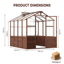 Dastiaque 6x12FT Wooden Polycarbonate Greenhouse for Garden Backyard