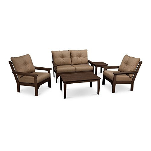 Vineyard 5-Piece Deep Seating Set (Mahogany/Sesame)