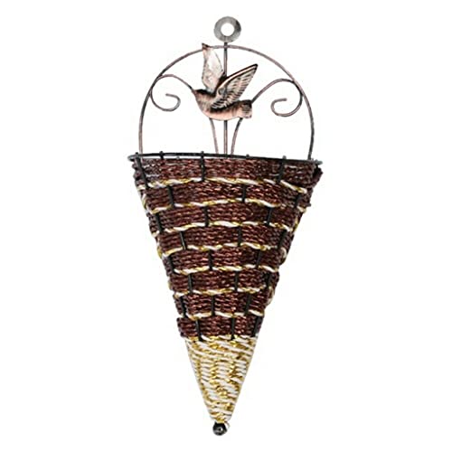 SDREYKUF Natural Rattan Wall Planter Hanging Flower Pot Hanger Basket Vase Metal Plant Hang Home Garden Decoration