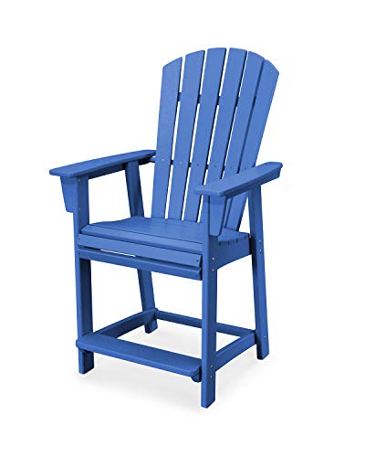 POLYWOOD® Nautical Curveback Adirondack Counter Chair in Pacific Blue
