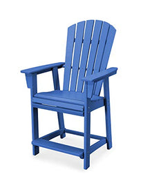 POLYWOOD® Nautical Curveback Adirondack Counter Chair in Pacific Blue