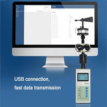 Handheld Anemometer, Wind Speed and Direction Weather Station, with LCD Display and 16-Position Dial Wind Vane, USB Data Output, for Meteorology