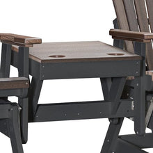 American Furniture Classics Model 515BZBK-K Double Glider with Center Table in Brazilian Walnut Woodgrain with a Black Base, Made in The USA