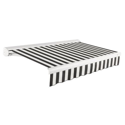 Awntech 24' Full Cassette Right Motor (24' x 10') Retractable Patio Awning, Black/White Stripe