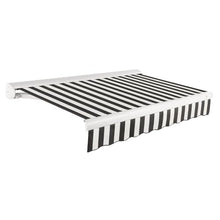 Awntech 24' Full Cassette Right Motor (24' x 10') Retractable Patio Awning, Black/White Stripe