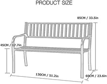 ERoomQ Outdoor GThe Bench,Outdoor GThe Patio Bench for Your Leisure Time,Outdoor Cast Iron Bench Seat, 2-Seater Lounge Bench with Backrest and Armrests
