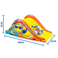 WOW Sports Giant Inflatable Floating Water Slide - 2 Lanes - 9 ft - Hi-Vis Graphics - Kids & Adults