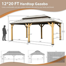 Sturdy Cedar Wood Frame Gazebo with Rustic Appearance for Lawn Events and Backyard Parties, Large Outdoor Shade Shelter with Customizable Paintable Surface for BBQ and Weddings (12'X20')