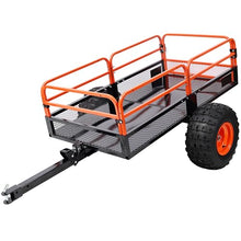 Heavy-Duty Tow-Behind Dump Cart 1500 Lbs Load Capacity, Solid Steel Bed Hauling Cart for ATV UTV Lawn Mower Tractor Yard Garden Farm