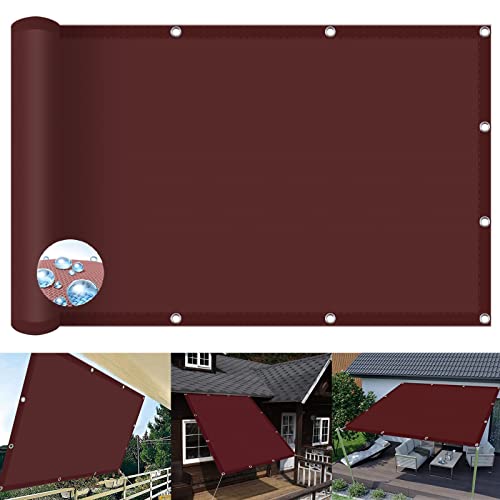 Outdoor Sun Shade Sail Awning Waterproof Rectangle 3x10m PES Fabric 98% UV Block for Garden Patio Yard Red Wine with Free Rope