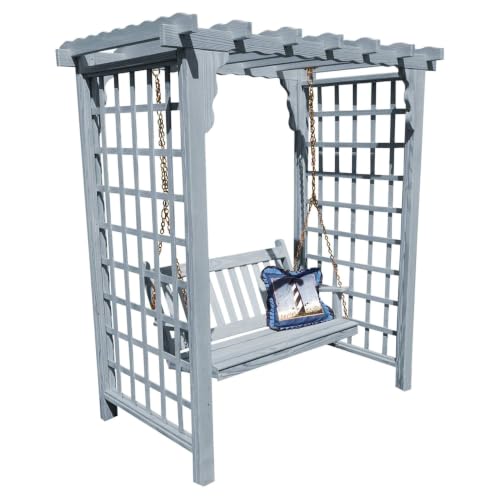 Keystone Amish Co. Bainbridge Cedar Arbor & Swing, 6-Foot, Grey Stain