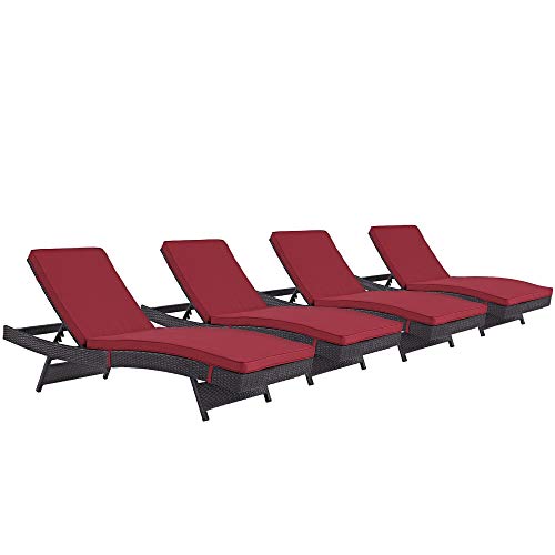 Ergode Convene Outdoor Sectional | Durable Rattan Lounge Chair Set | Weather-Resistant Cushions | Perfect for Patio, Backyard, Poolside Gathering
