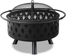 Garden Fire Pit Grill Bowl Grill Barbecue Rack 2-in-1 Outdoor Fire Pits Outdoor Fire Tables,29.5in Heavy Duty Steel BBQ Grill Fire Pit Bowl with Spark Screen Cover