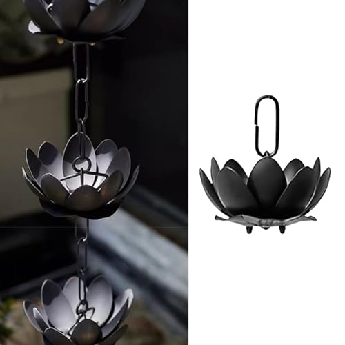 GVBNOTT Decorative Rain Chain for Gutter Drainage, Adjustable Length for Easy Installation and Water Flow Control，Black 3.5M (11.5Ft)