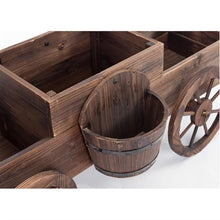 SUNESA Plants Flower Pots Creative Wood Rotatable Four-Wheeled Flower Pots Flower Wagon Flower Box Outdoor Patio Decorative Flower Stand Gardening Pot