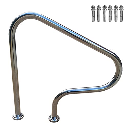 Pool Handrail, 31.5" X 31.5" Swimming Pool Stair Railing, 304 Stainless Steel Pool Hand Rail Rated 375lbs Load Capacity, Outdoor Indoor Pool Grab Bars