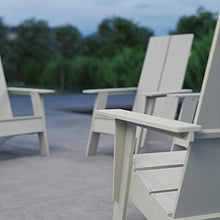 Merrick Lane Piedmont 2 Slat Poly Resin Adirondack Chair - Gray - Modern Design - Indoor/Outdoor - Set of 4