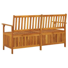 HKTMGDNG Solid Acacia Wood Storage Bench, 58in 3-Seat Outdoor Patio Bench