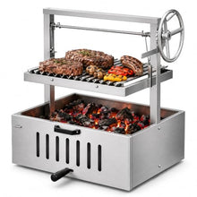 Argentine Grill, Santa Maria Style Charcoal BBQ with Adjustable Height V Grate and Hand Crank, Stainless Steel Outdoor Grill for Patio and Backyard