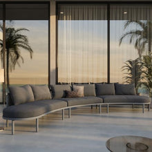 Modway Porta 3-Piece Outdoor Modular Sofa Set in Anthracite – Modular 190 Inch Outdoor Sofa with Aluminum Frame, Woven Rope Detail, and Cushions