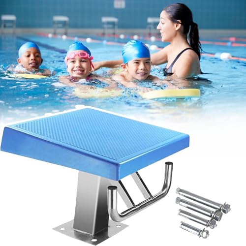 MSHOSAC Heavy Duty Pool Diving Board with Handrail, Non-Slip Starting Platform for Training & Competition