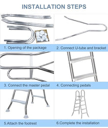 Swimming Pool Ladder Above Ground Load 250kg, Outdoor 4 Steps Double-Sided Anti Slip Pools Step Ladder, Heavy Duty Above Ground Thicken 304 Stainless Steel Stairs