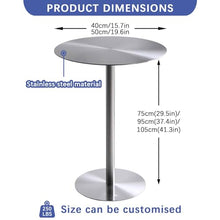 Stainless Steel Round Table Bistro Pub Furniture - Bar Table Kitchen Dining Table, Circular Chassis Design, Suitable for Bars, Coffee Shop, Balcony, Patio, 3 Height Available ( Size : 40x40x105cm )