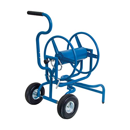 Jackson Garden Hose Reel Cart, Heavy Duty with Wheels, 400 Foot Capacity, 270 Degree Swivel Design, With Leader Hose, Blue