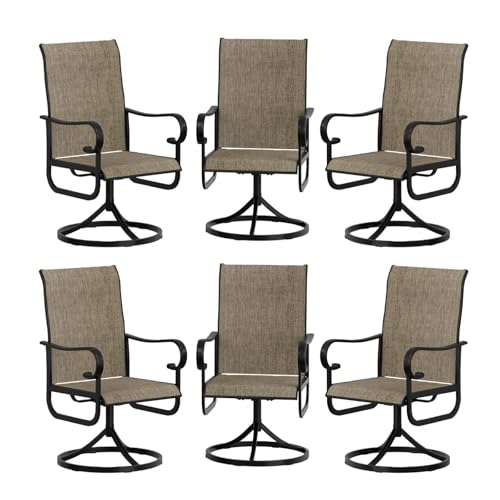 GarveeLife Patio Swivel Chair Set of 6, High Back Outdoor Dining Chairs