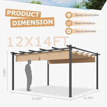 oneinmil 12' x 14' Hardtop Pergola with Adjustable Roof Beige3
