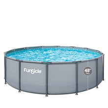 Funsicle Oasis Above Ground Metal Frame Swimming Pool Set – with FB1800S AutoSkimmer Pump, Ladder, Cover, Cloth & Deluxe Maint. Kit, 16' x 48", Round, Gray