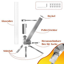 Outdoor Pellet Torch, Stainless Steel Patio Heater with 100 x 8 cm Glass Tube, Decorative Ambience Fire Column, for Garden, Easy to Assemble