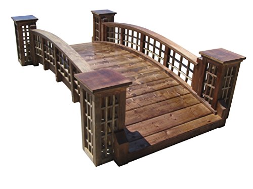 SamsGazebos 7 ft Trellis Garden Bridge with 4 Trellis Posts Brown