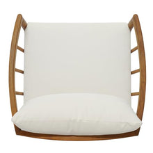 Christopher Knight Home Heidi Acacia Wood Outdoor Accent Chairs Set of 2, Mid-Century Modern Club Chairs with Cushions, Arm Chairs with Slatted Design, Lounge Chair Outdoor Backyard, Cream+Teak