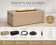 Golden Flame 55-Inch Rectangle Propane Fire Pit Table – Hidden Tank Outdoor Gas Fire Table for Patio & Backyard – Modern Concrete Fire Pit with Push Button Ignition – Graphite