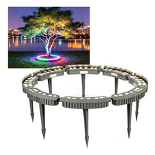 KPHYMOD AC24V Landscape Tree Ring Lights Outdoor, RGB Color Changing Round Plant Lights, Interlocking Design for Backyard Palm Tree Trunk Lighting(8 Packs)