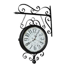 SLGGPJBU Double Sided Clock Vintage Double Sided Wall Clock Black Mute Wall Mounted Clock for Outdoor Garden Wall Clock Interior Decoration Pendant Clock