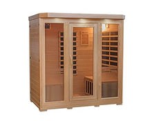 Heat Wave 4 Person Sauna Hemlock Wood Sonoma 9 Carbon Infrared Heaters MP3 Player Chromo Therapy Lighting 120V 2100W Wood