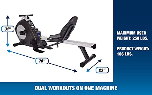 Stamina Conversion II Recumbent Bike/Rower Black, Brushed Aluminum