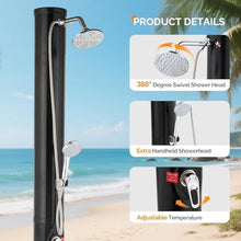 Xoiasth Outdoor Shower with Shower Head and Foot Washer Tap, 35L Solar Heated Shower, Temperature Adjustment Garden Pool Shower, for Poolside Pool Spa Backyard Beach