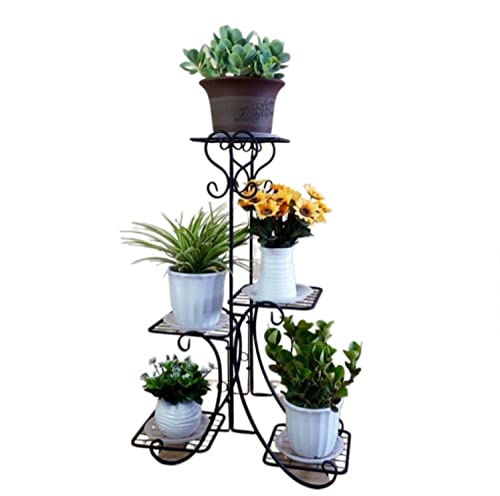 BIOMICE Plants Stand Metal Flower Plant Shelf Succulent Micro Pot Holder Indoor Stand Outdoor Patio Plant Holders Indoor(Black)