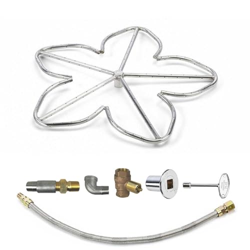 Spotix HPC Penta Match Lit Fire Pit Burner Kit (FPS-PENTA24KIT-LP-MSCB) with 24-Inch Stainless Steel Burner, Propane, Polished Chrome, with Flange, Key, Valve, Flex Line and Fittings