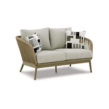 Signature Design by Ashley Swiss Valley Bohemian Outdoor Loveseat with Cushion Light Brown